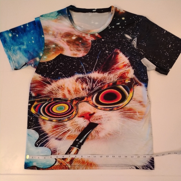 Galaxy Rainbow Space Cat T-Shirt (L) two sided print - Picture 15 of 15